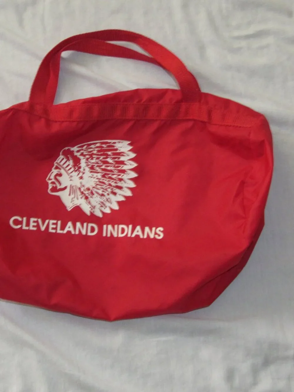 Vintage Cleveland Indians Chief Red Nylon Gym Duffel Bag